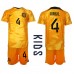 Nederland Virgil van Dijk #4 Hjemmedraktsett Barn VM 2022 Kortermet (+ Korte bukser)